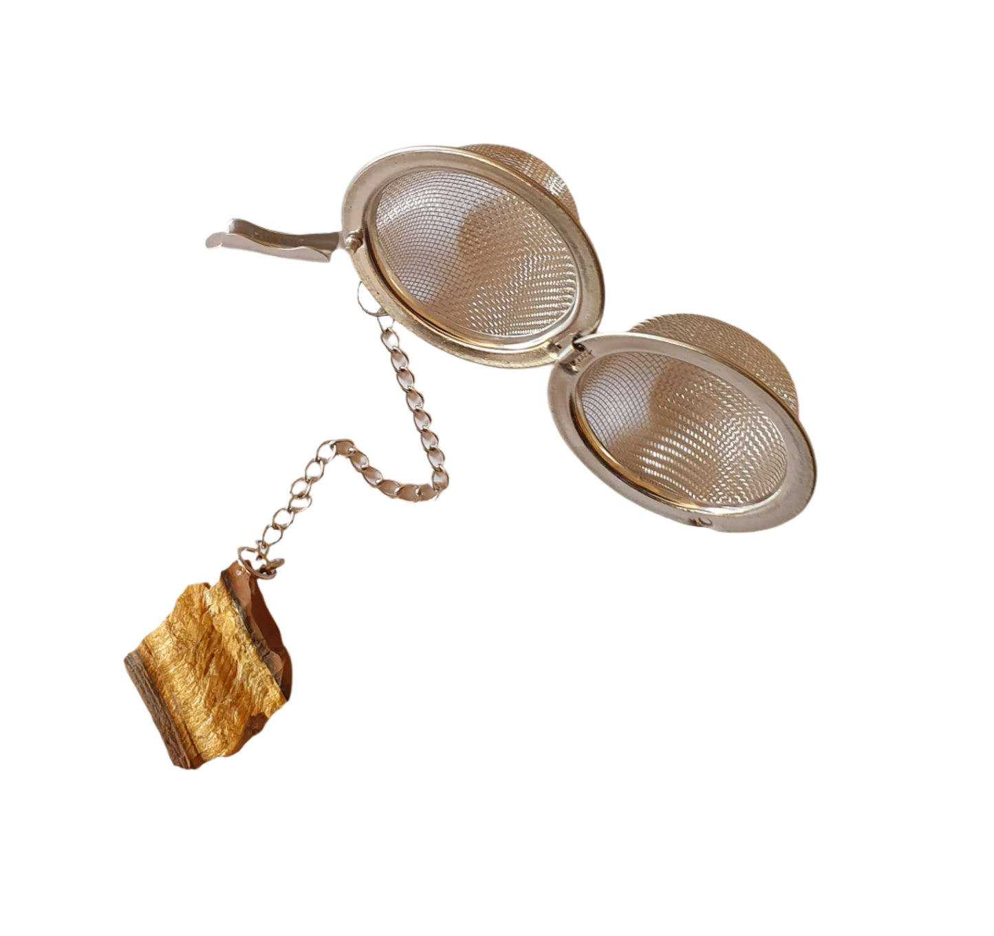 Gold Tiger's Eye Raw Gemstone Tea Strainer